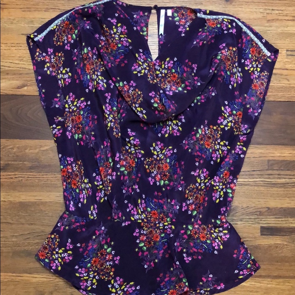 Petticoat Alley Purple Floral Silk Top